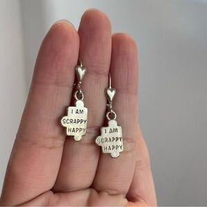 “I am scrappy happy” Sterling silver earrings
